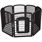 8-Panel Plastic Pet Playpen - Black